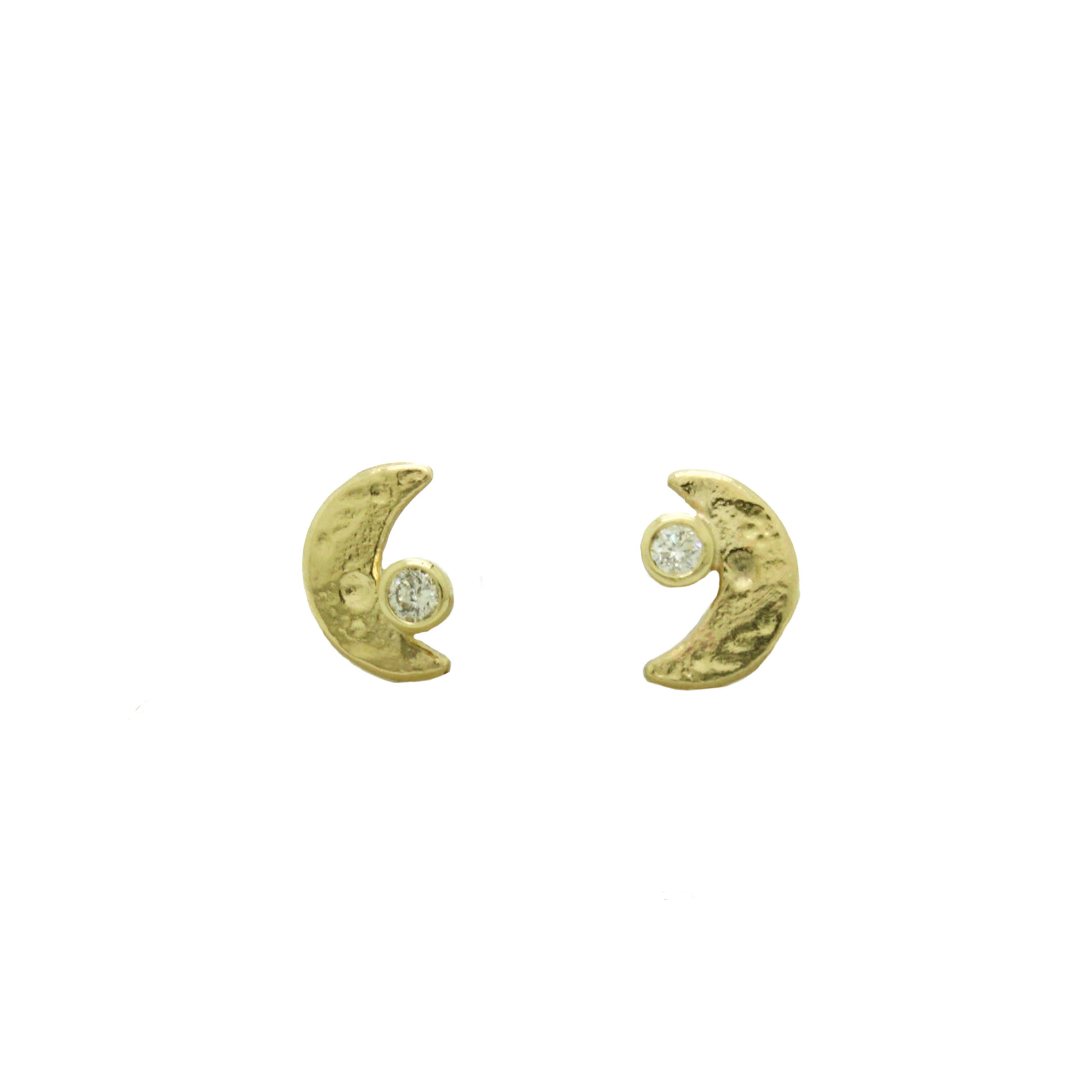 Crescent Moon Studs in 14k gold by Molly Avellar | Molly Avellar Jewelry