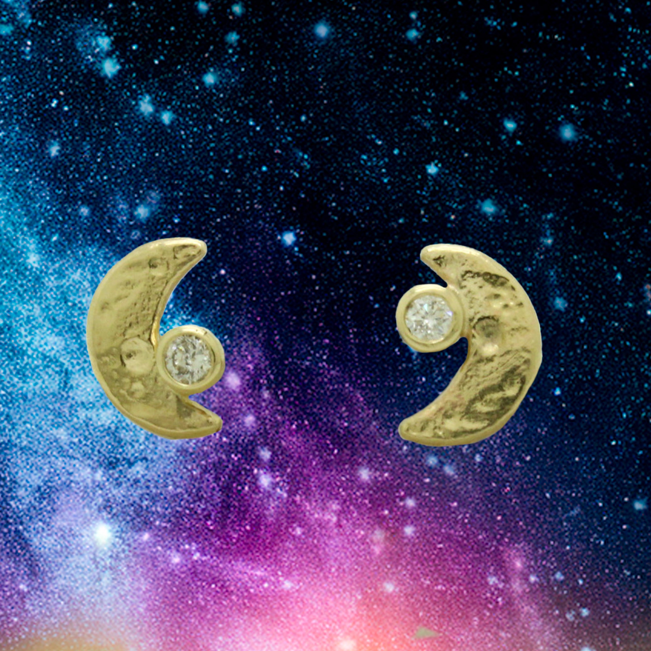 Crescent Moon Studs in 14k gold by Molly Avellar | Molly Avellar Jewelry