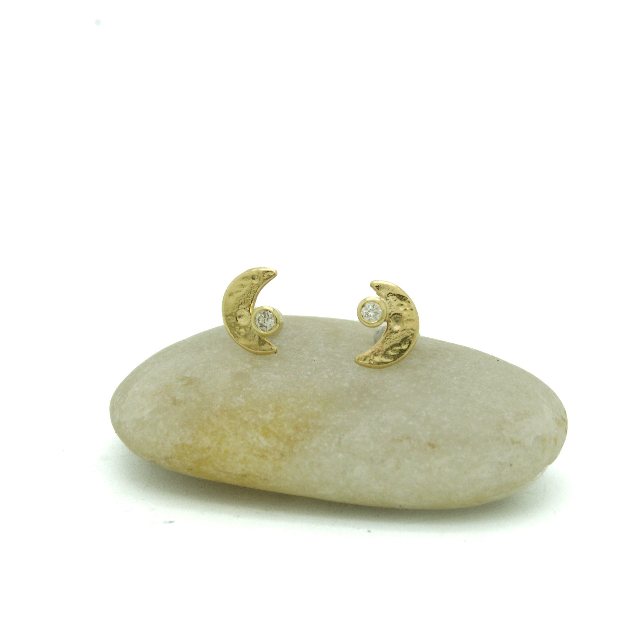 Crescent Moon Studs in 14k gold by Molly Avellar | Molly Avellar Jewelry